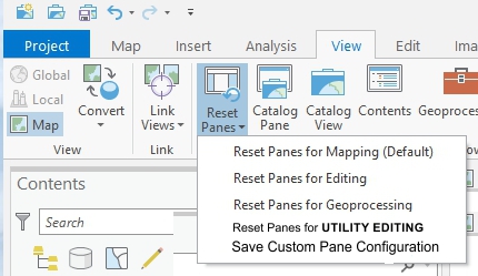 Note the additional Save option and the new pane configuration added to the list of choices.